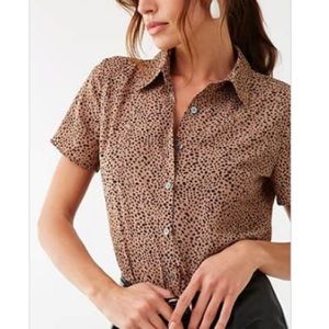 Cheetah print button down collared shirt